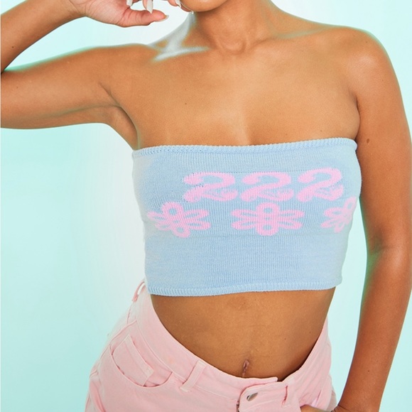 Baby Blue 222 Knitted Tube Top - Picture 3 of 16